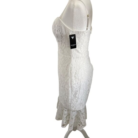 NWT Guess white lace flounce hem dress Lace 4 - Picture 7 of 8